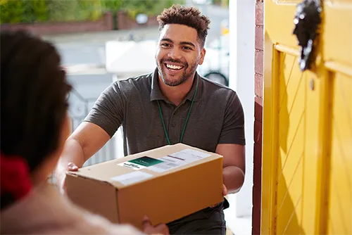 Delivery driver with package