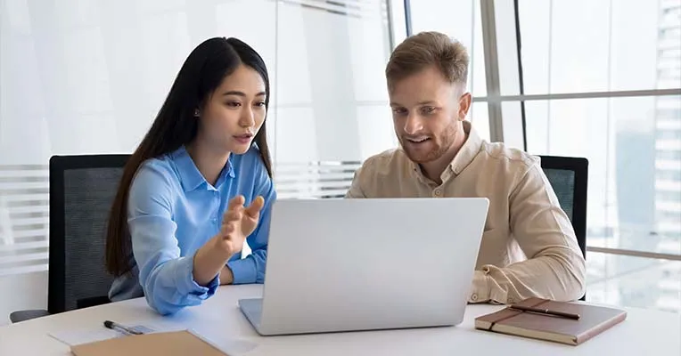 Lawyer working with client