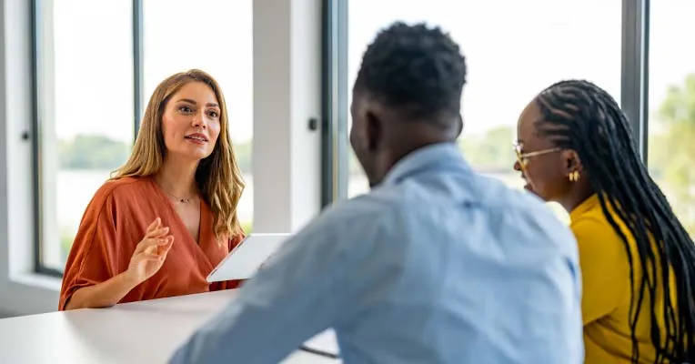 Laywer talking to clients