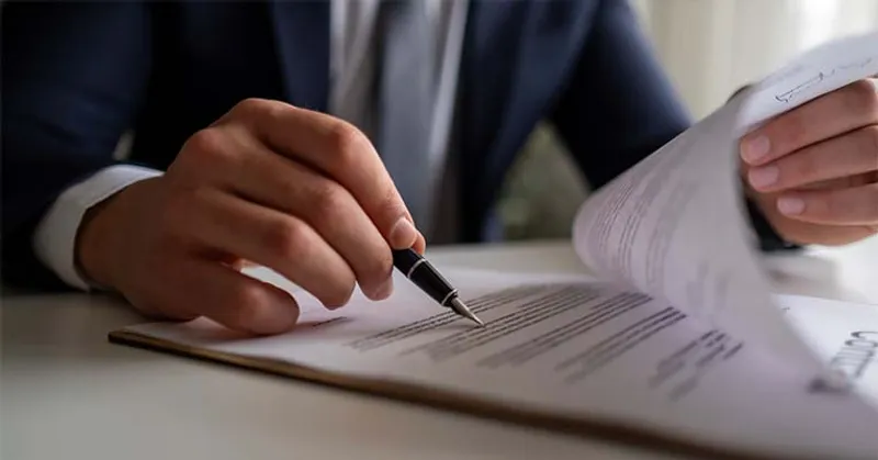 Lawyer reviewing documents