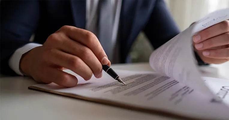 Lawyer reviewing documents