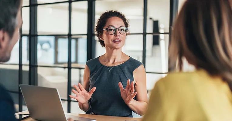 Woman working with legal clients